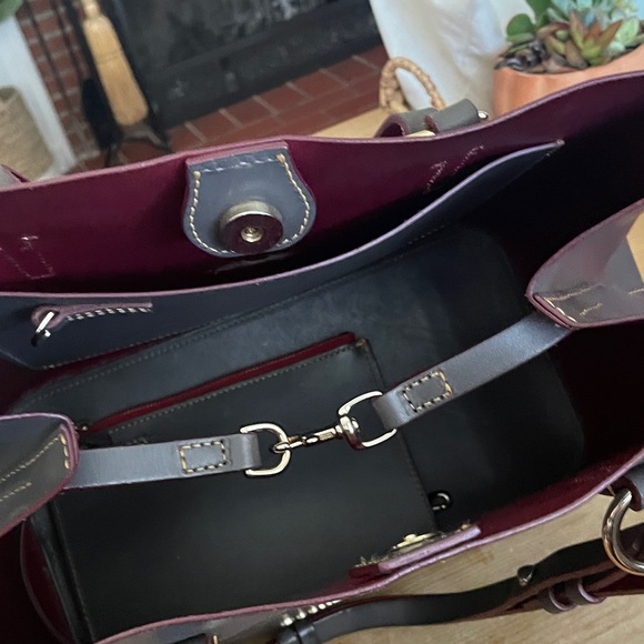 Dooney & Bourke Charcoal and Burgundy Tote - Picture 2 of 3
